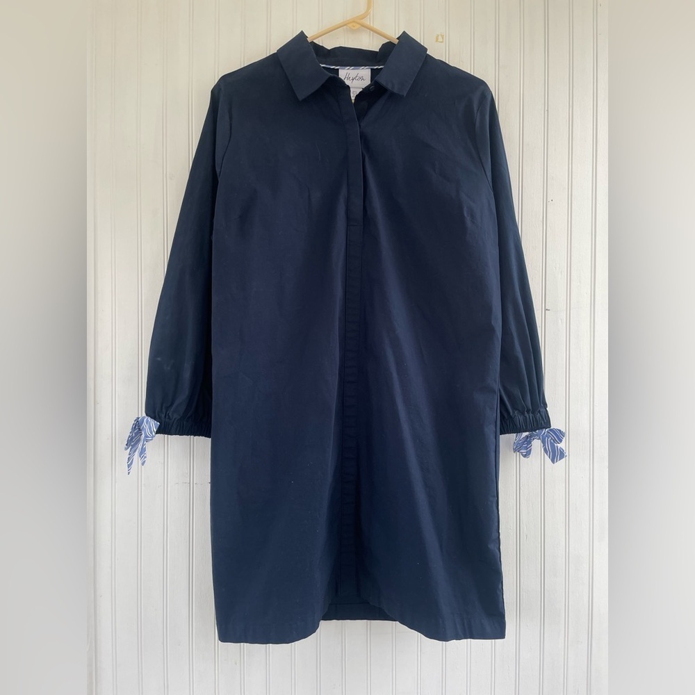 Heyton Navy Long sleeve Popover style  Shirt Dress Size Large